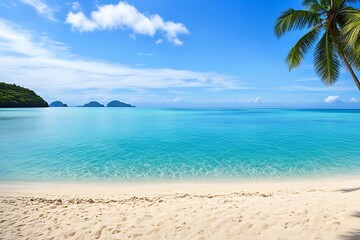 Fototapeta premium Beautiful empty tropical beach and sea landscape background 