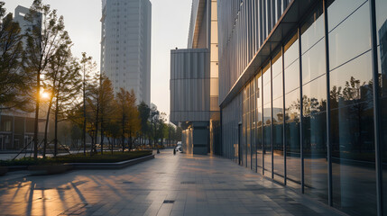Fototapeta premium Venue outside the modern city building : Generative AI