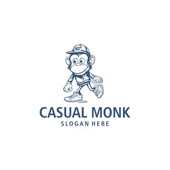 Casual monkey, mascot logo vector illustration