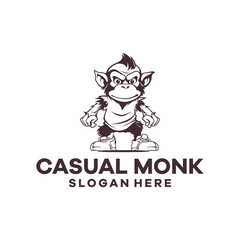 Casual monkey, mascot logo vector illustration