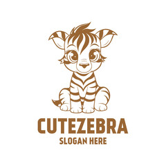 Cute zebra logo vector illustration