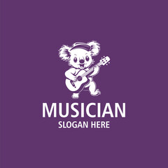 Koala musician logo vector illustration
