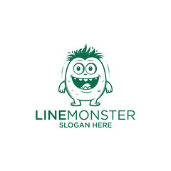 Cute monster, mascot logo vector illustration