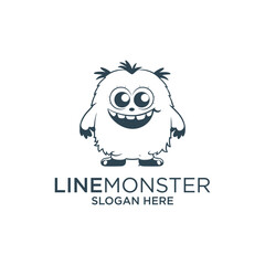 Cute monster, mascot logo vector illustration