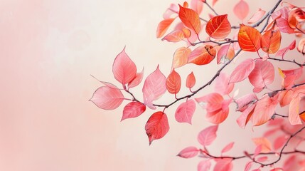 Autumn branch adorned with lovely pink foliage
