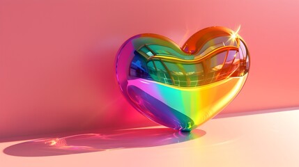 Radiant 3D Rainbow Heart - A Symbol of Love and Acceptance