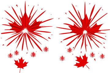 Canada fireworks design isolated on white background vector illustration