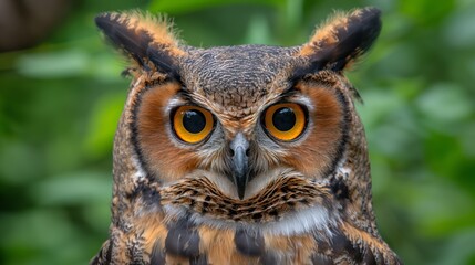 Obraz premium Owl headshot with closeup of face created by ai