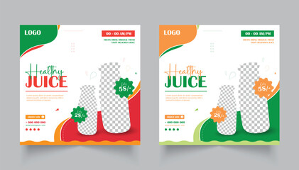 Food Social Media Post design. juice Menu design. set of food social media post or web banner template design.	