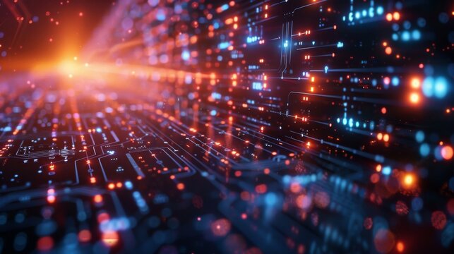 A computer screen with a bright orange light shining on it