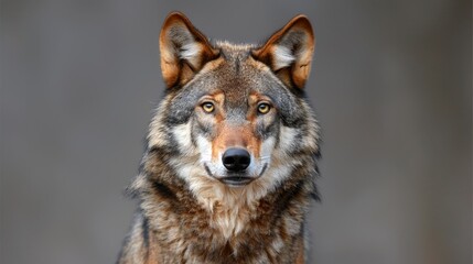  A wolf's face, in close-up, gazes sadly into the camera