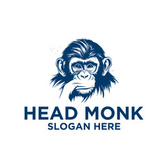 Head monkey, mascot logo vector illustration