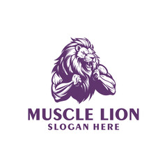 Muscle lion logo vector illustration