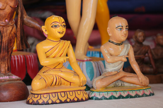 Wooden murti of Saint Haridas Thakur. Hindu Deity for worship.