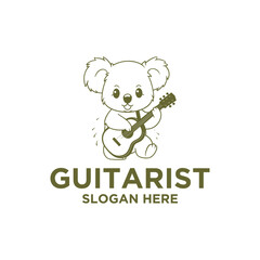 Koala musician logo vector illustration