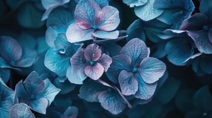 A close up image of a bunch of hydrangea blossoms