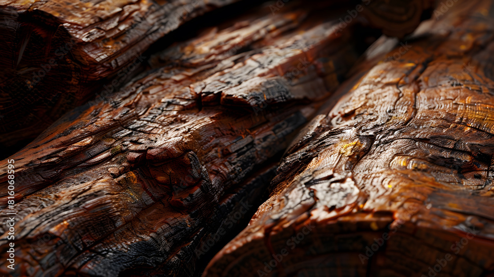 Aufkleber Planks logs a drawing of a tree Background for design and presentations : Generative AI