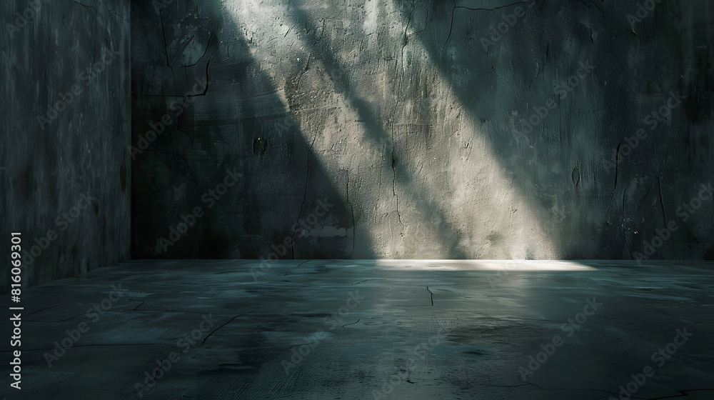 Aufkleber cement floor and black wall backgrounds empty room interior use for display products and cover banne