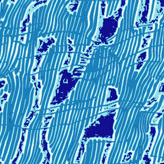 Summer blue dyed wave water pattern with broken linear stripe effect. Fresh blue underwater texture background for modern seamless nautical maritime organic style. 