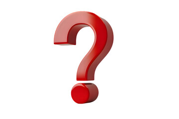 3D red question mark isolated on transparent background