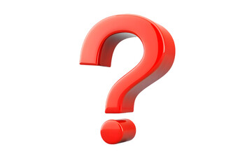 3D red question mark isolated on transparent background
