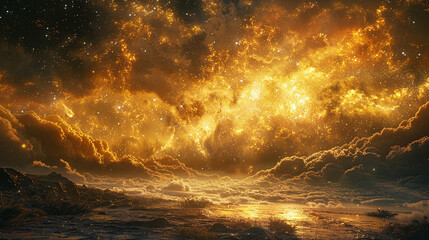  Cosmic Cradle Interstellar Landscape of a Stellar Nursery, Capturing the Birth of Stars and Galactic Evolution