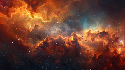  Cosmic Cradle Interstellar Landscape of a Stellar Nursery, Capturing the Birth of Stars and Galactic Evolution