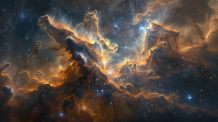  Cosmic Cradle Interstellar Landscape of a Stellar Nursery, Capturing the Birth of Stars and Galactic Evolution