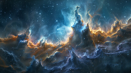  Cosmic Cradle Interstellar Landscape of a Stellar Nursery, Capturing the Birth of Stars and Galactic Evolution