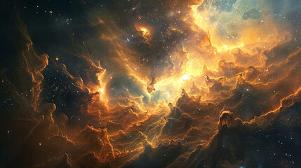  Cosmic Cradle Interstellar Landscape of a Stellar Nursery, Capturing the Birth of Stars and Galactic Evolution