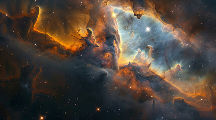  Cosmic Cradle Interstellar Landscape of a Stellar Nursery, Capturing the Birth of Stars and Galactic Evolution
