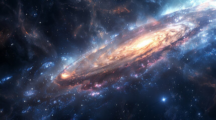 Obraz premium Cosmic Splendor Interstellar Impression of a Distant Galaxy, Unveiling the Majesty of the Universe