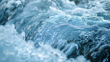 Beautiful texture of frozen waves on the river Can be used as background texture or wallpaper Banner : Generative AI
