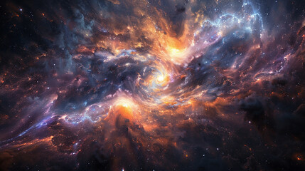 Naklejka premium Cosmic Splendor Interstellar Impression of a Distant Galaxy, Unveiling the Majesty of the Universe