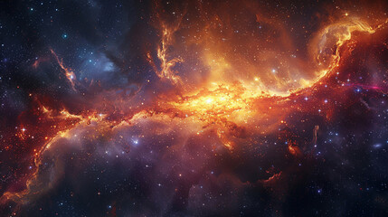 Fototapeta premium Cosmic Splendor Interstellar Impression of a Distant Galaxy, Unveiling the Majesty of the Universe