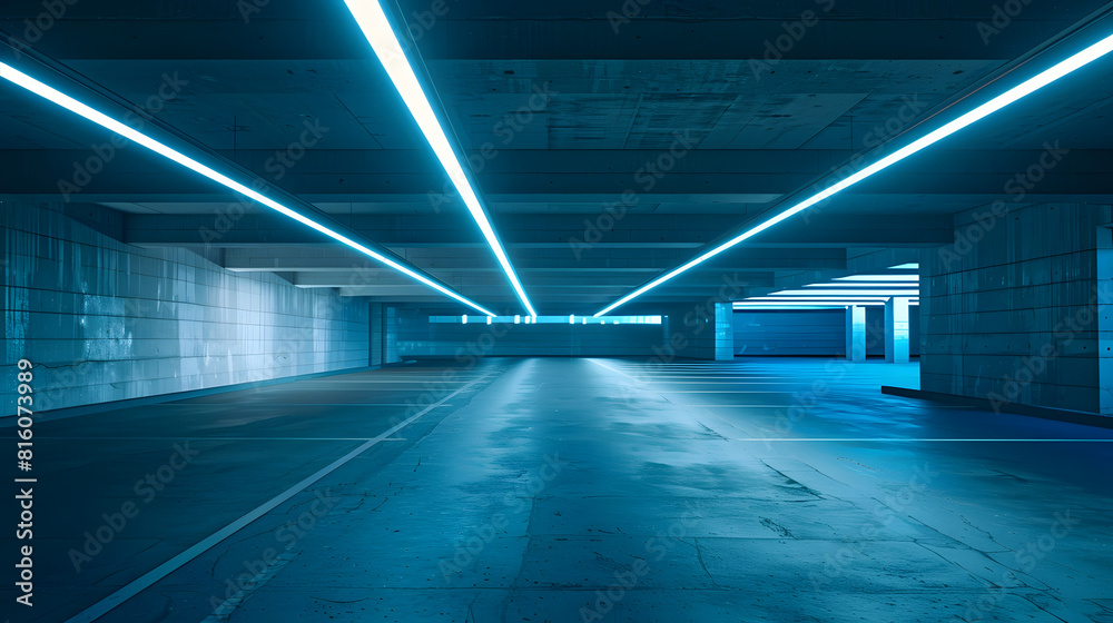 Aufkleber empty concrete road for parking lot to display with futuristic style : generative ai