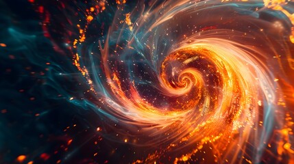 Obraz premium Cosmic Swirling Vortex of MultiColored Energy Wave Sweeping Through Space