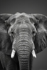 Naklejka premium Black and white portrait of an Elephant. World Elephant Day concept, wildlife conservation campaigns and educational materials.