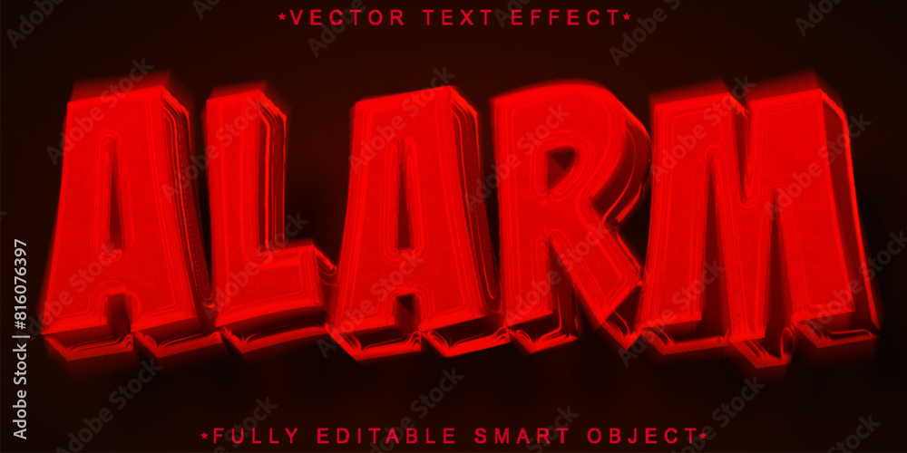 Poster red shake alarm vector fully editable smart object text effect