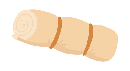 Tourist scroll mat in flat design. Camping mattress and hiking carpet. Vector illustration isolated.