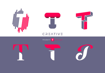 Letter T, modern alphabet, fonts, characters design, vector illustration.	
