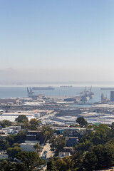 the iconic and breathtaking cityscape panoramic view from above a hill at bernal heights in san Francisco after to sunrise, California