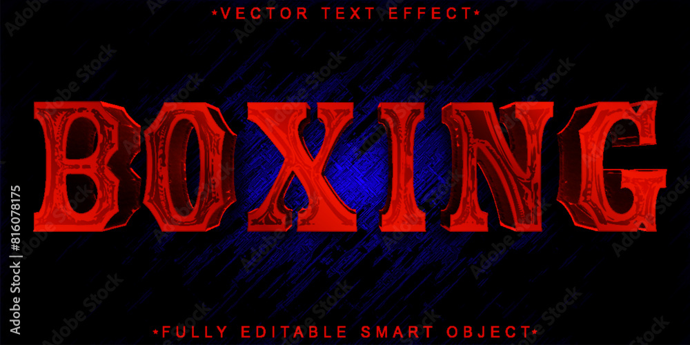 Poster red shiny fighter boxing vector fully editable smart object text effect