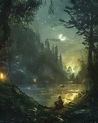 Obraz premium Serene Wilderness Escape A Symphony of Natures Calm Mysteries