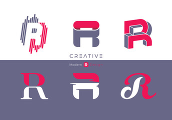 Letter R, modern alphabet, fonts, characters design, vector illustration.	
