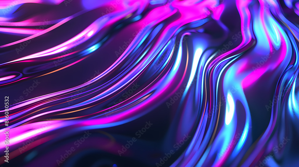 Poster 3d rendering glowing lines neon lights abstract psychedelic background ultraviolet vibrant colors hi