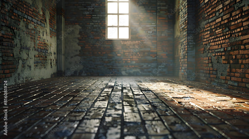 Aufkleber empty brick floor and architectural frame landscape : generative ai