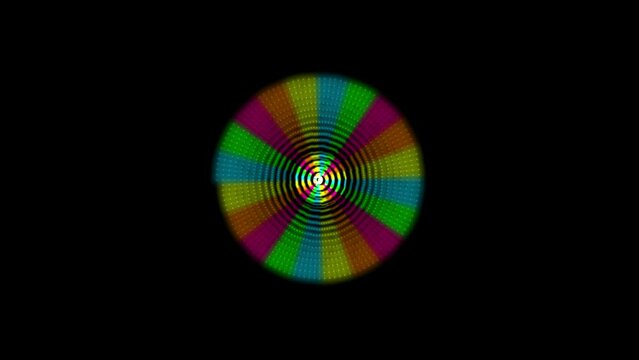 Animation of a hypnotic colored circle growing up