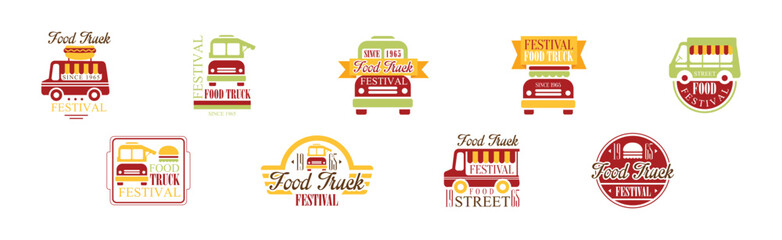 Food Truck Festival Logo and Label Design Vector Set
