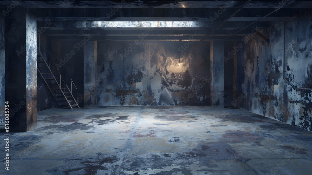 Aufkleber Old empty grunge basement room with copy space : Generative AI